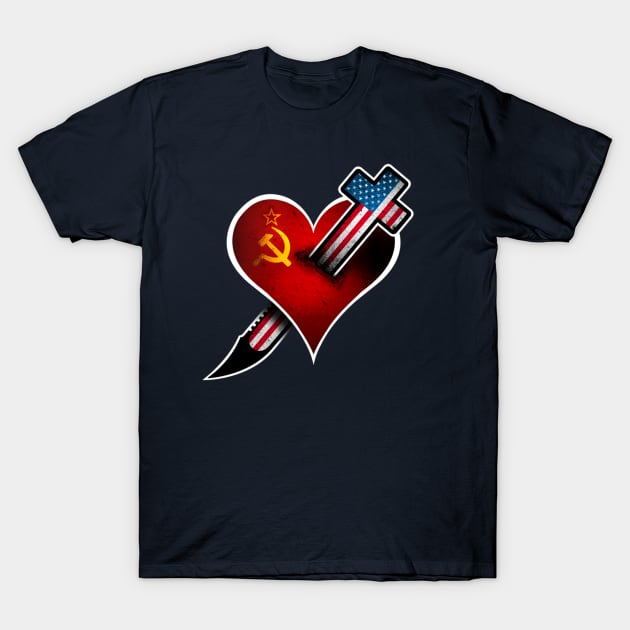 Soviet Heart & US Dagger Cross T-Shirt by asylazhov